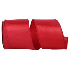 2.5 Inch Scarlet Red Satin Ribbon With Wired Edges, 10 Yard Spool (1 Spool) SALE ITEM